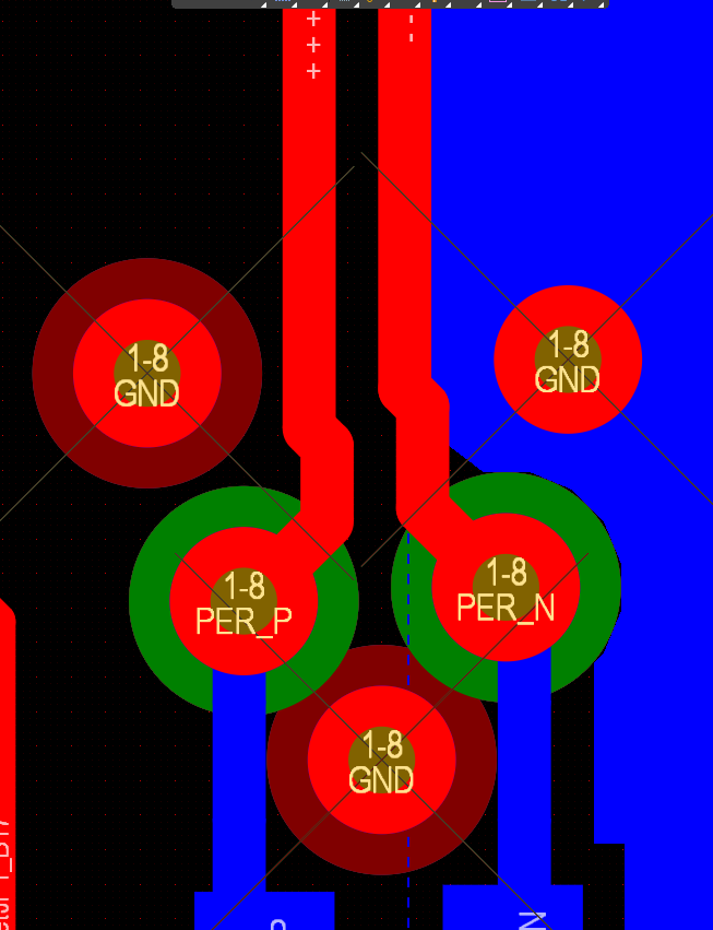 Details of vias on PCI-E PER lines