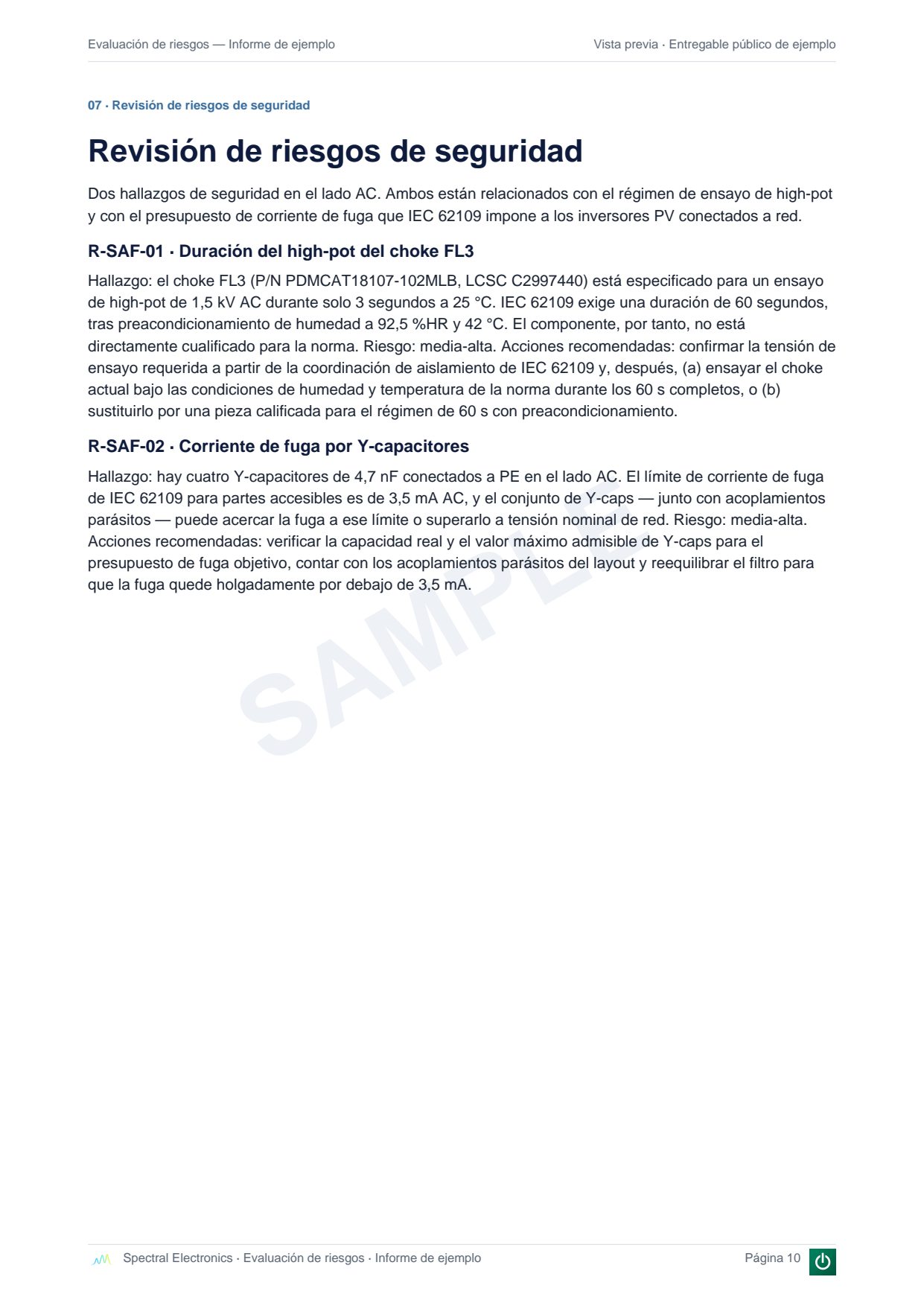 Mira un informe de Evaluación de Riesgos de ejemplo — página 10