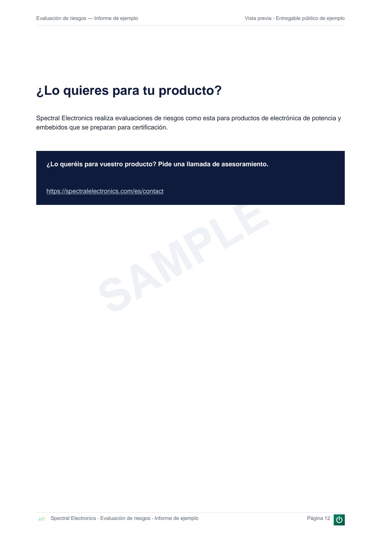 Mira un informe de Evaluación de Riesgos de ejemplo — página 12